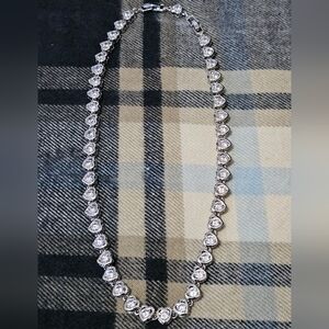 Elegant Silver Tone Heart Necklace